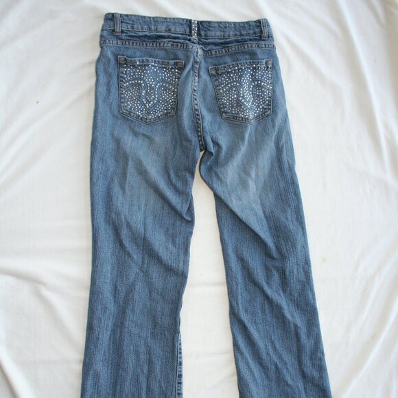 Cache Blue Flare & Wide Leg Jeans with Silver Accents - Picture 5 of 15